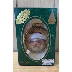 Vintage Santa On Silk 1915/ 1996 St Nick By Krebs Red Glass Silk Wrapped